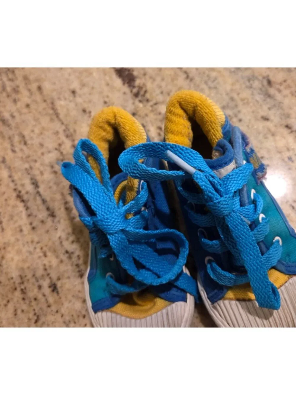 Nike VTG Toddler Size 5.5 Sneakers Shoe Blue Yellow Terry Cloth Strap Tie
